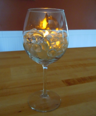 wine glass tea light holder