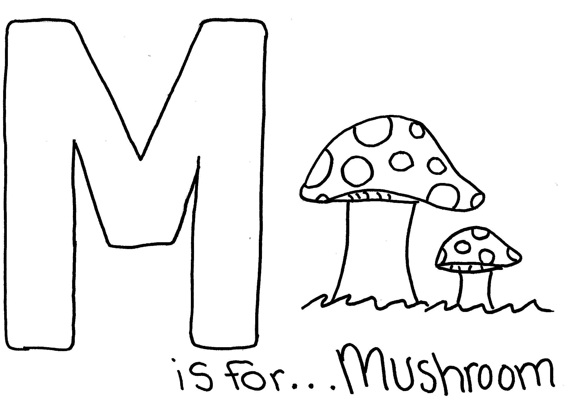 Free coloring page M is for Mushroom