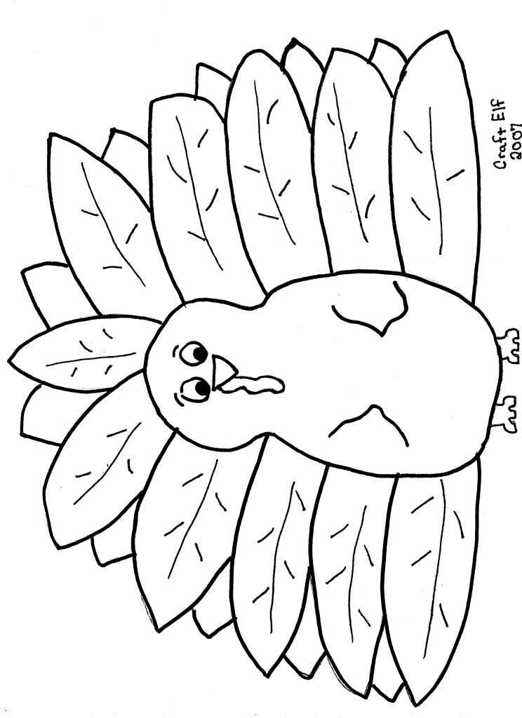 Free Thanksgiving turkey coloring page - great kids winter activity