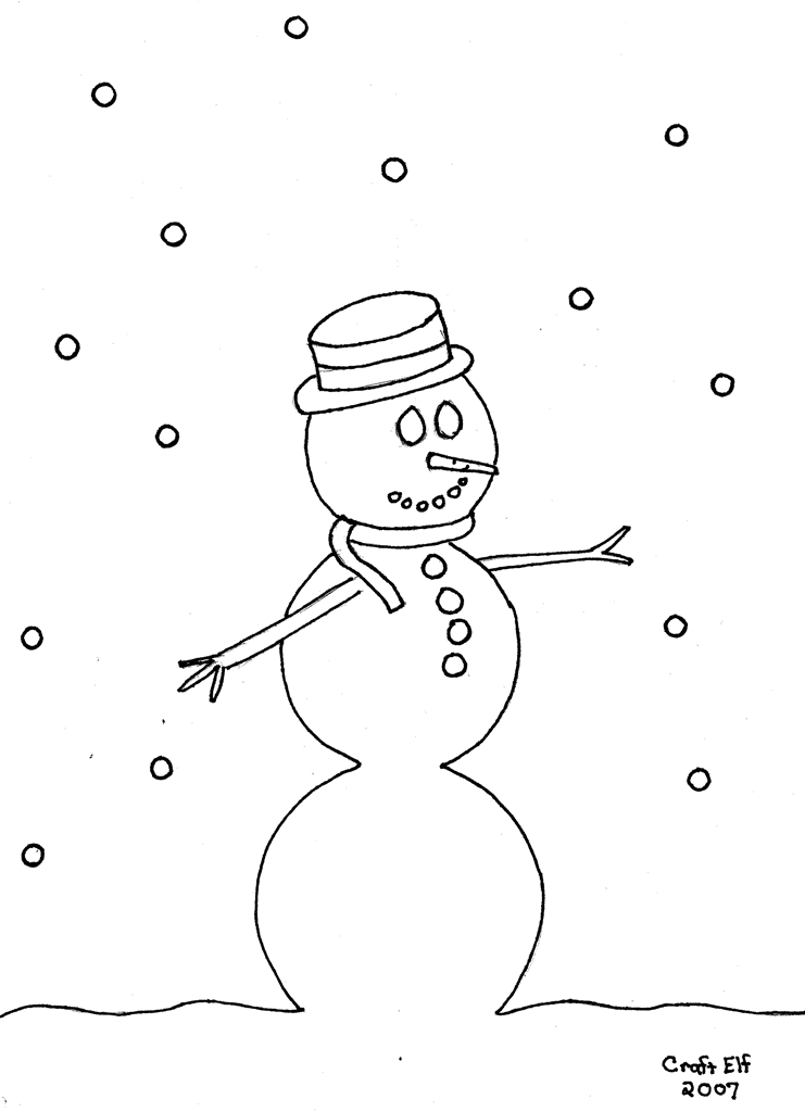 Free winter coloring page - our snowman is a fun Christmas activity for kids