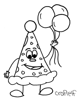 Free birthday coloring page party hat