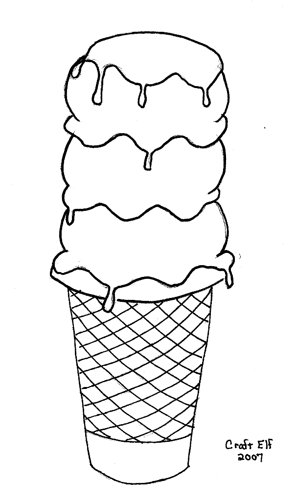Free coloring page - Ice Cream cone picture - free rainy day kids activity