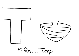 T is for top alphabet coloring page for kids