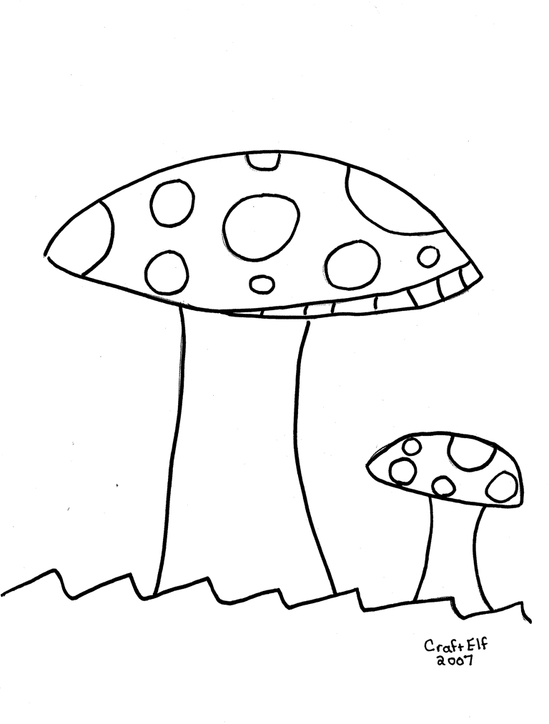 Free Mushroom coloring page - great kids summer activity