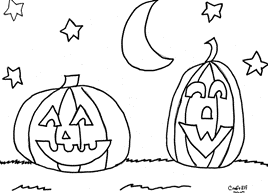 Free Halloween coloring page - Pumpkin duo for kids to color - fun activity