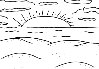 Beach Coloring Pages on Sunset Beach Coloring Page