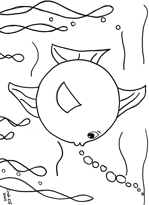 Free kids activity - Puffer fish coloring page