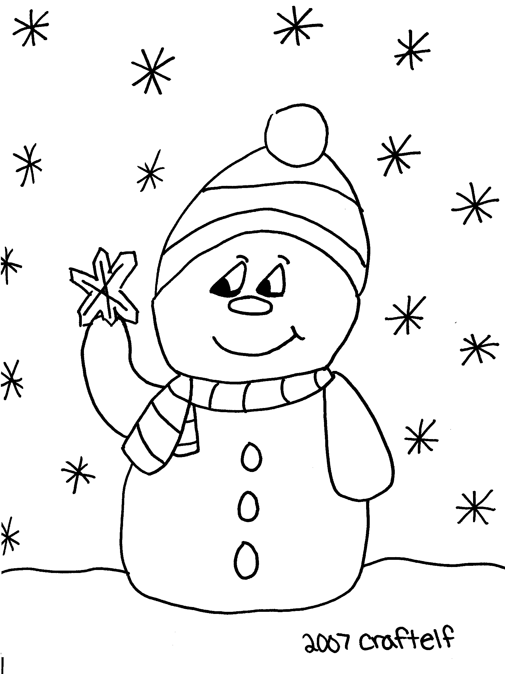 Free Christmas Coloring Page Snowman