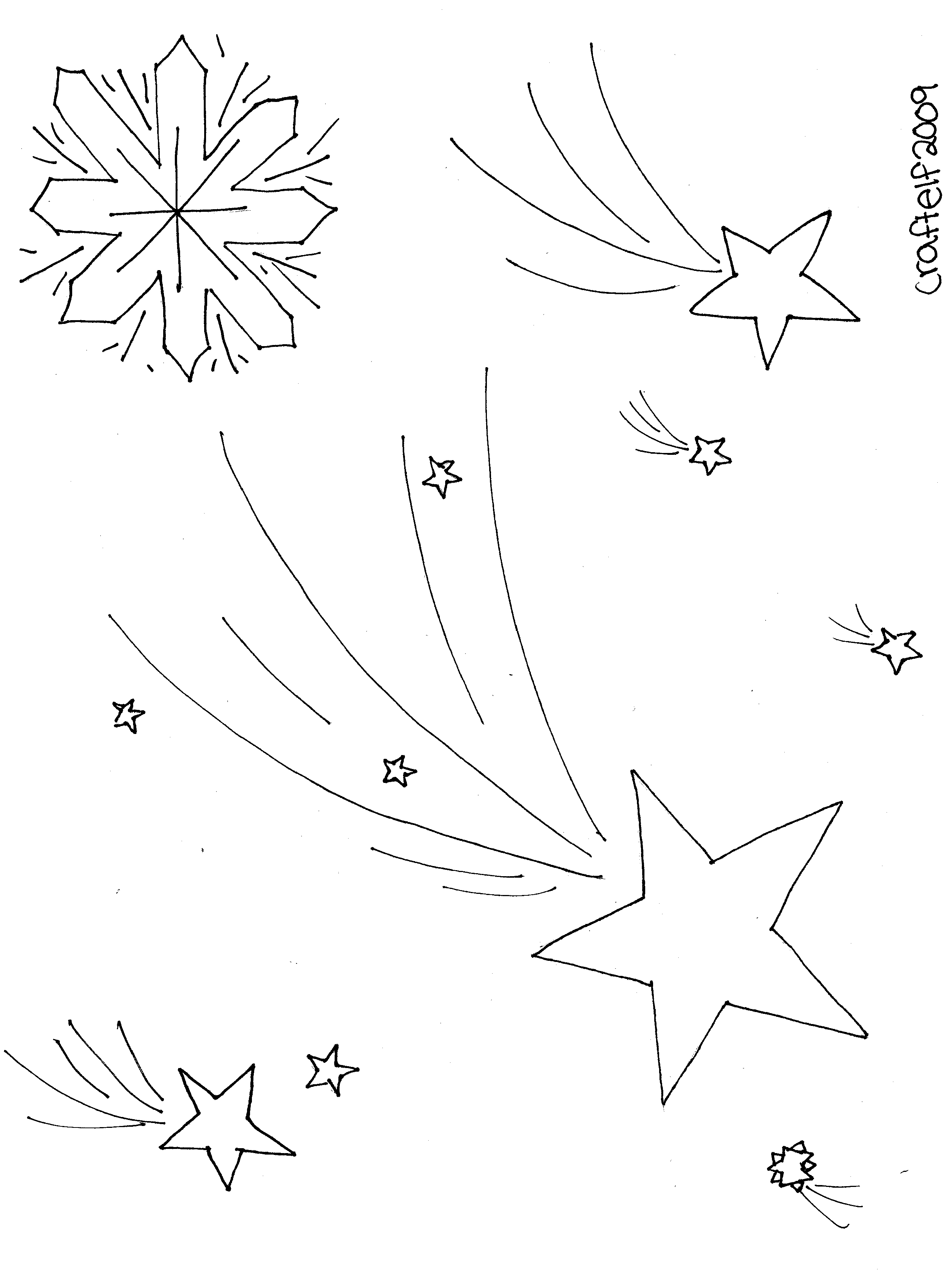 free printable coloring pages - winter - stars & snowflakes