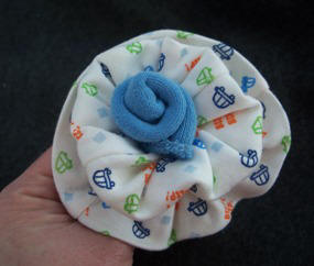 complete baby flower made from a sock and hat