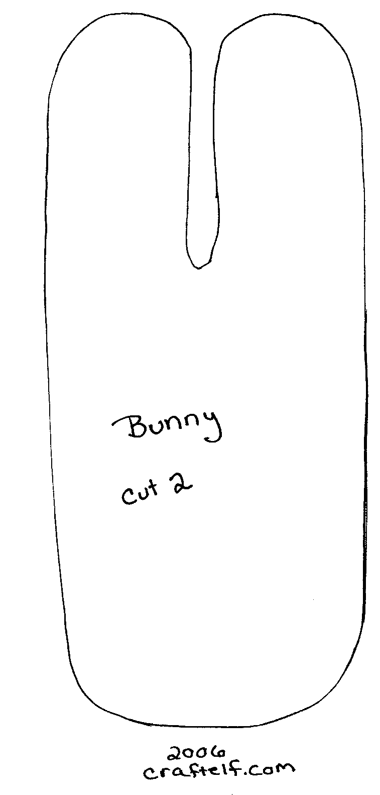 Full size pattern for little Easter bunny sewing project