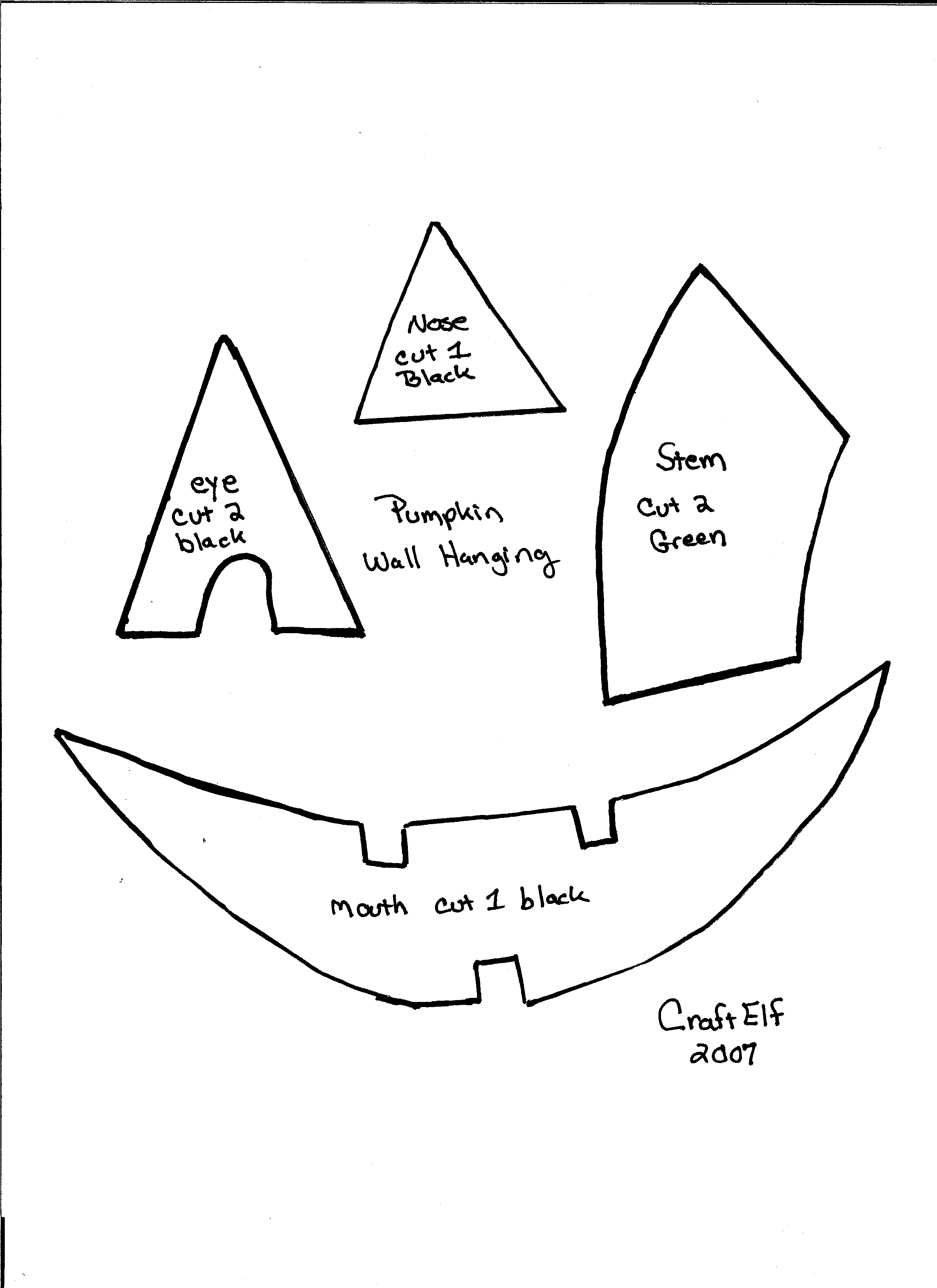 free face pattern for a Halloween jack-o-lantern