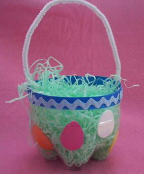 how to make an Easter basket from a recycled soda bottle
